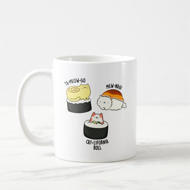 Taza De Café Sushi Cats divertidos Sushi Pun (Izquierda)