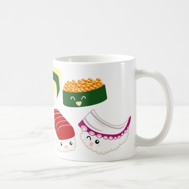 Taza De Café Sushi de Kawaii con las caras (Derecha)