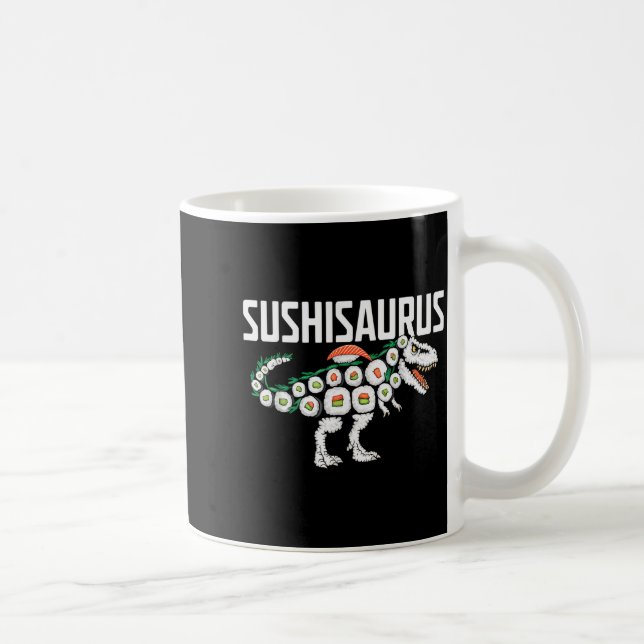 Taza De Café Sushi Dinosaur T-rex Japanese Food Funny Sushi Rol (Derecha)