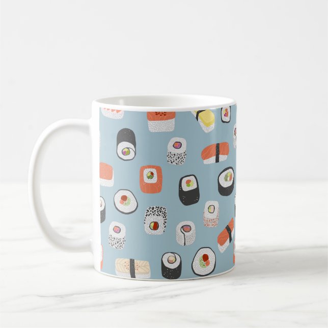 Taza De Café Sushi Nigiri Maki Roll Patterned (Izquierda)