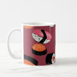 Taza De Café Sushi Onigiri Rolls: Ilustracion sin mar