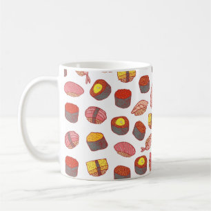 Taza De Café Sushi y rodillos sin fisuras. Doodle personalizado
