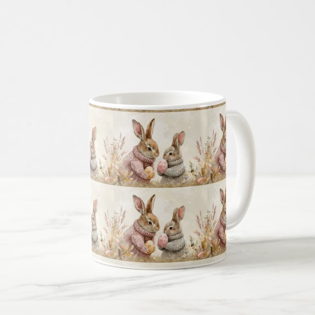 Taza De Café Suspiros amapostados: Conejito con tema de Pascua  (Anverso derecho)