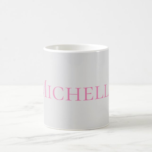 Taza De Café Sustitución del nombre por gris rosa elegante (Centro)