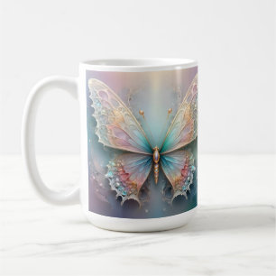 Taza De Café Susurros de Color: Sueño de Mariposa Fractal Paste