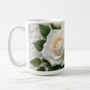 Taza De Café Susurros de Elegancia: Encaje de Rosa y Votos Atem