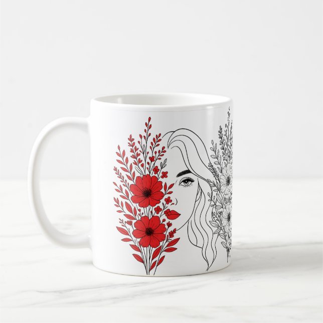 Taza De Café Susurros de la naturaleza - Belleza femenina en fl (Izquierda)
