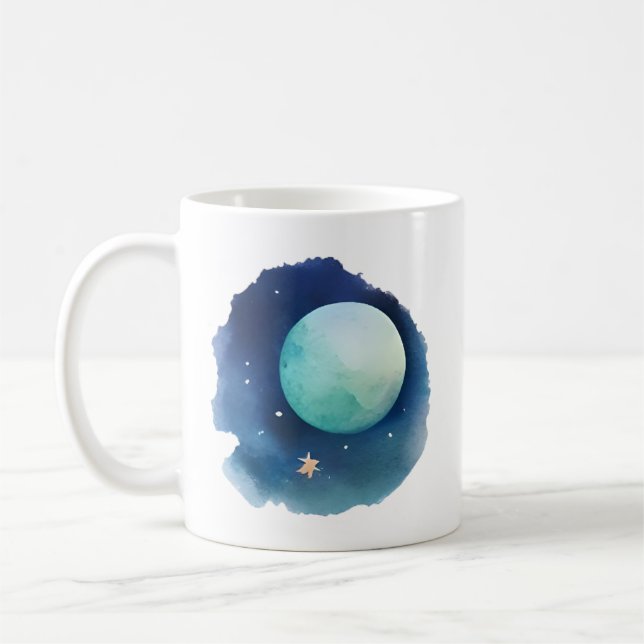 Taza De Café Susurros lunares: paisaje acuático nocturno (Izquierda)