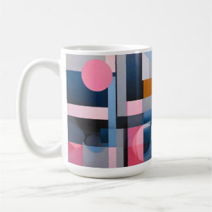 Taza De Café Sutiles Blues y Rosa en abstracción geométrica