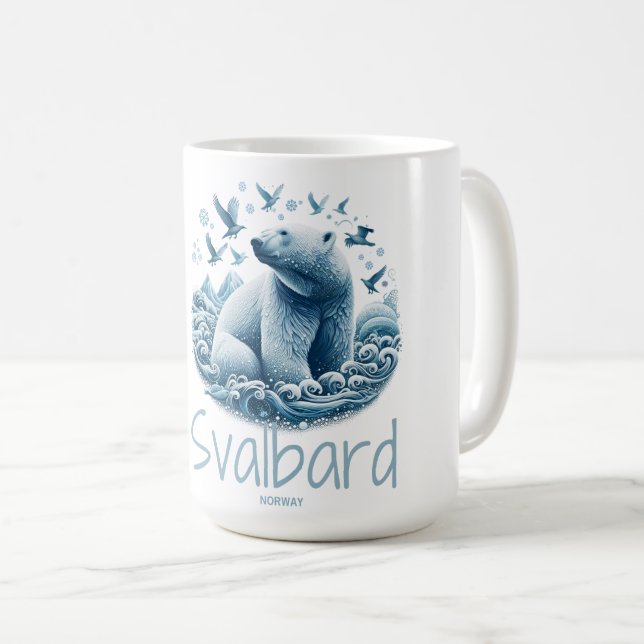Taza De Café Svalbard Spitsbergen Oso polar artístico, Noruega (Anverso derecho)