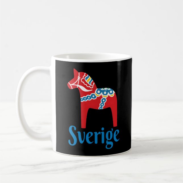 Taza De Café Sverige Suecia Dala Caballo sueco Dalecarlian Hors (Izquierda)