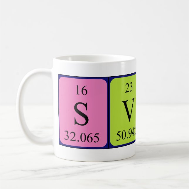 Taza De Café Sverre periódica table name mug (Izquierda)