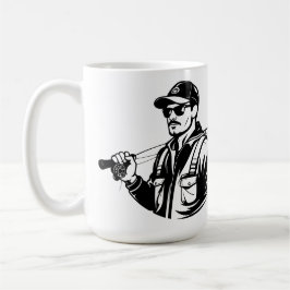 Taza De Café SVG Personalizado Pescador de Lubina y Caña