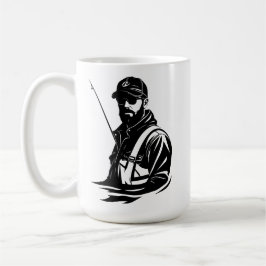 Taza De Café SVG Pescador y Caña de Pescar Personalizados