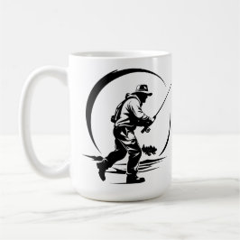 Taza De Café SVG Pescador y Caña de Pescar Personalizados