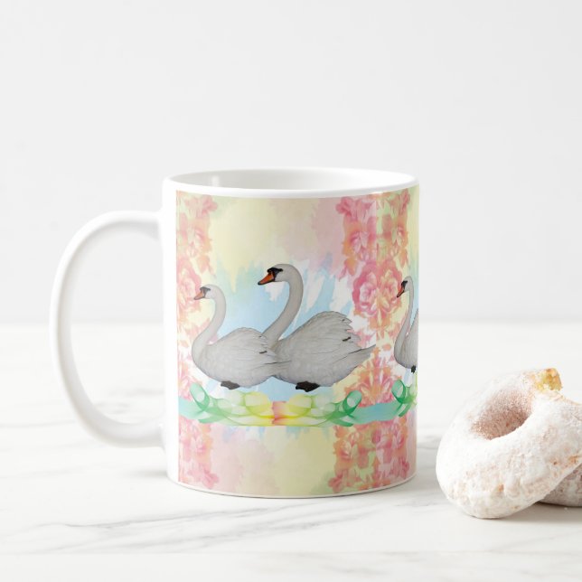 Taza De Café Swan Floral Mug (Con donut)