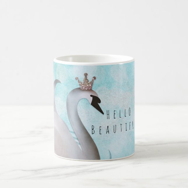 Taza De Café Swan Princess Faux Gold Purpurina Moda hadas (Centro)