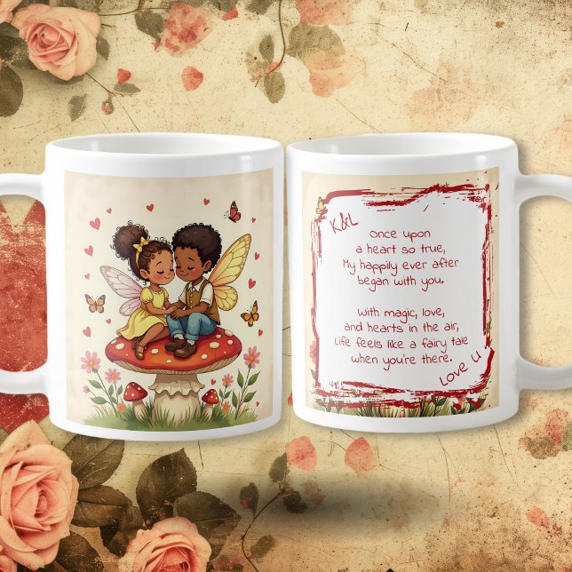 Taza De Café Sweet Romantic Fairies and Love Poem (Subido por el creador)