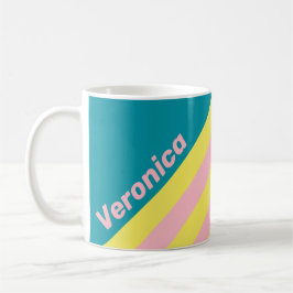 Taza De Café Sweet Sea Kiss Stripes with Name