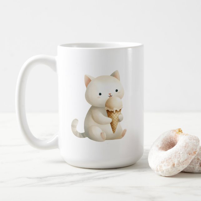 Taza De Café Sweet Start Coffee Mug Kitty Cat con crema de hiel (Con donut)