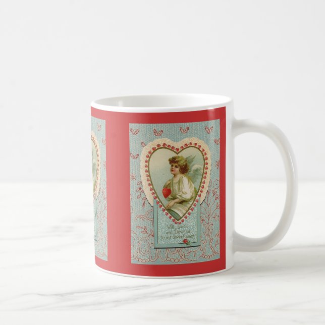 Taza De Café Sweet tiny hearts Valentine on faux lace (Derecha)