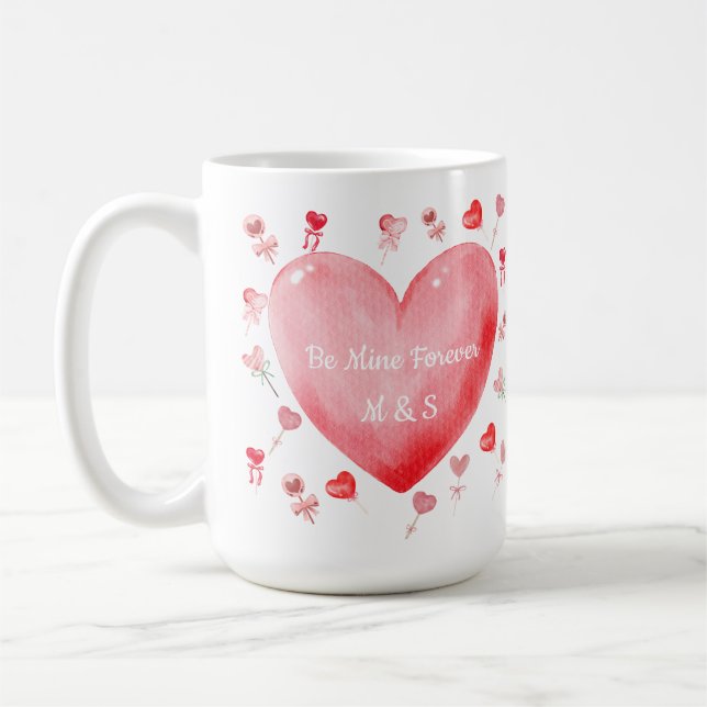 Taza De Café Sweet Watercolor Heart Valentine Mug (Izquierda)
