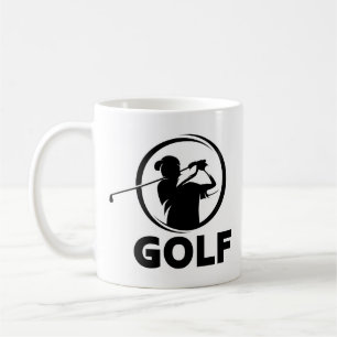 Taza De Café Swing Silhouette de Golf Blanco y Negro