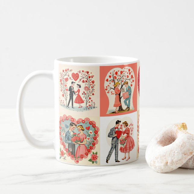 Taza De Café Swingin' Sixties Valentine Patchwork en español (Con donut)