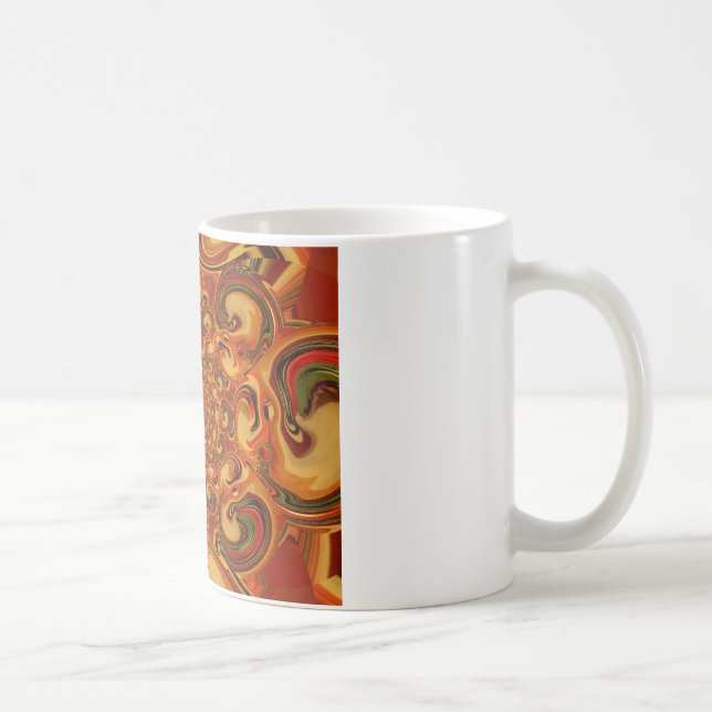 Taza De Café Swirling Resumen naranja, tonos marrones y verdes (Derecha)