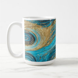 Taza De Café Swirls Gold y Blue Mug
