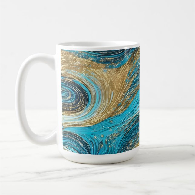Taza De Café Swirls Gold y Blue Mug (Izquierda)