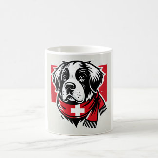 Taza De Café Swiss Saint Bernard Mug with Swiss Flag Scarf