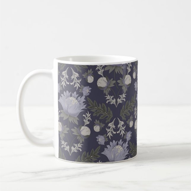 Taza De Café Symmetrical dark purple floral pattern (Izquierda)