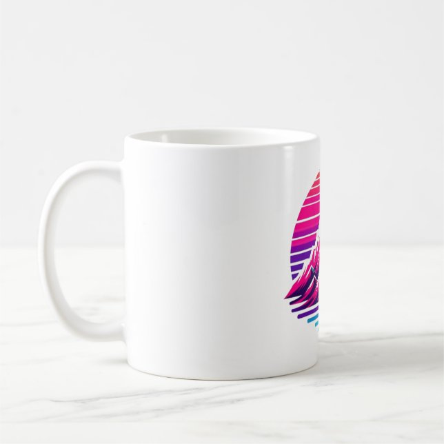 Taza De Café Synthwave Mountain Mug – Retro Sunset Coffee Cup (Izquierda)