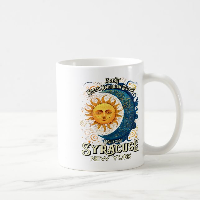 Taza De Café Syracuse New York 2024 Eclipse Solar Total Celesti (Derecha)