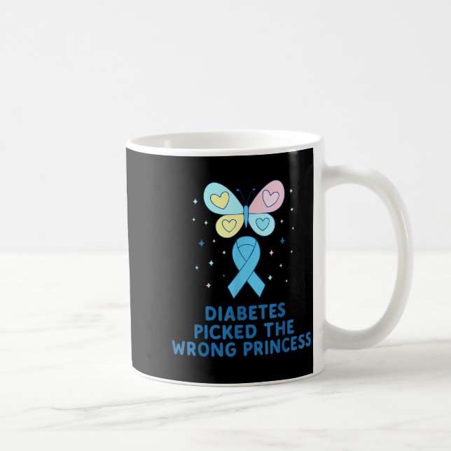 Taza De Café T1d Diabetes Warrior Butterfly Princess Diabetes A (Derecha)
