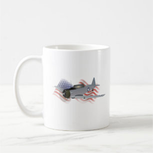 Taza De Café T-6 Avión de entrenamiento texano con bandera est