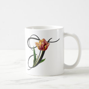 Taza De Café T inicial, tazón de café de tulipanes venecianos