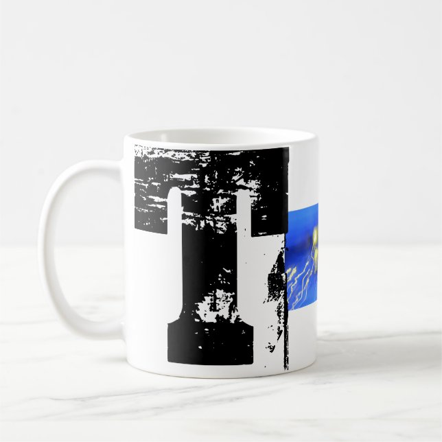 Taza De Café T Monograma Grunge Typographic Mug (Izquierda)