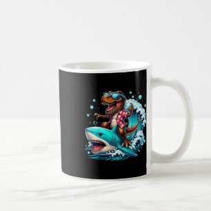 Taza De Café T-rex Amante de la Playa Dinosaurio Montando Tibur
