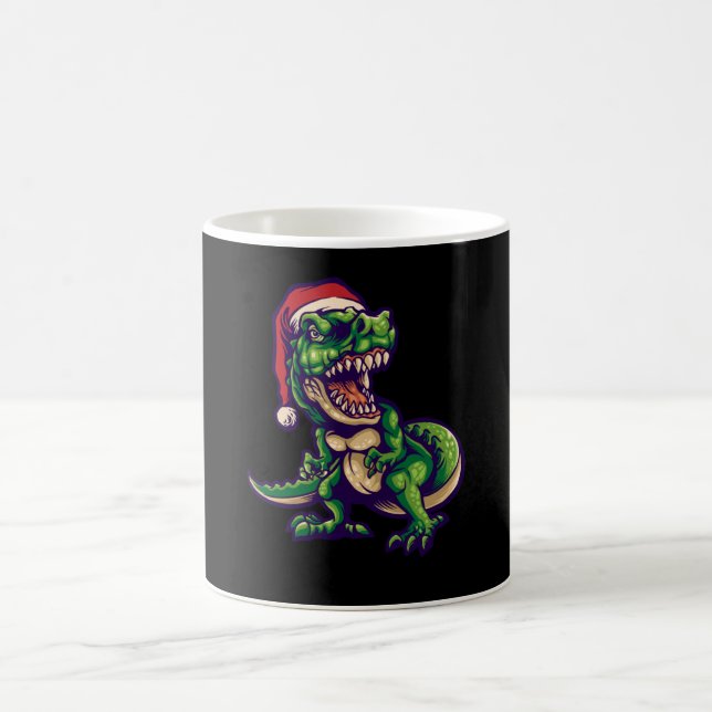 Taza De Café T-rex de Navidad Dinosaurio | Diseño de Dinosaurio (Centro)