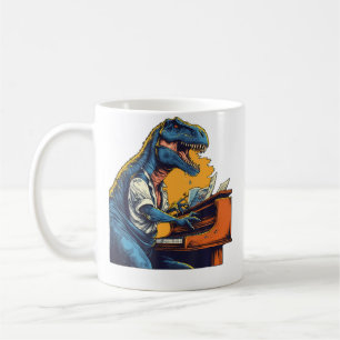 Taza De Café T Rex Dino Música de Piano Toca Dinosaurio Pianist