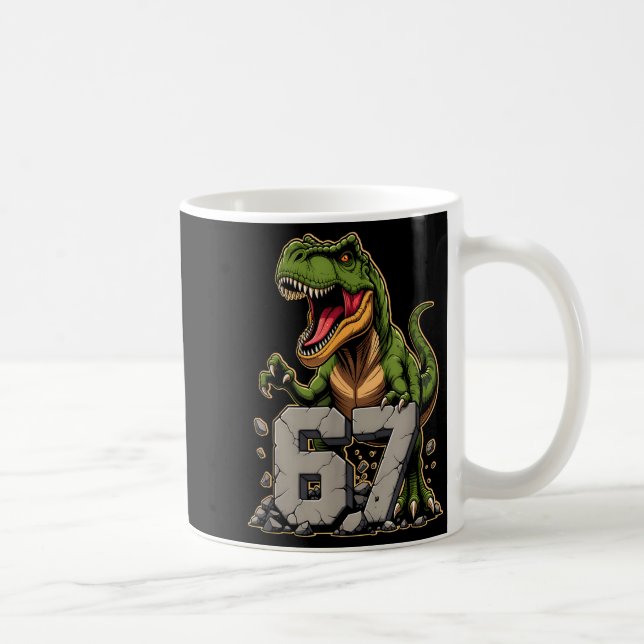 Taza De Café T-rex Dinosaur Funny Six Seven Meme Cool Tyrannosa (Derecha)