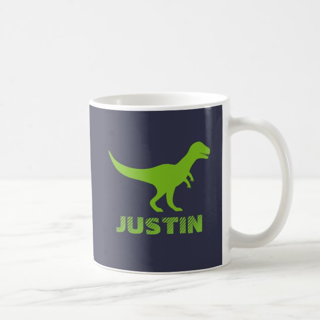 Taza De Café T Rex dinosaur mug personalizado con nombre de niñ (Derecha)