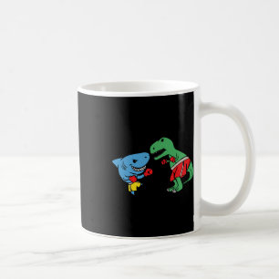 Taza De Café T-Rex Dinosaureo Boxeando Tiburón Lucha Divertida