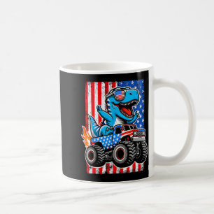 Taza De Café T-Rex Divertido Montando Camión Monstruo 4 de Juli