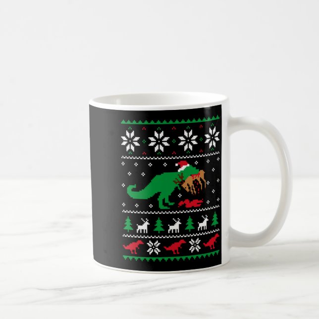Taza De Café T Rex Eating Reindeer Funny Dinosaur Christmas Ugl (Derecha)
