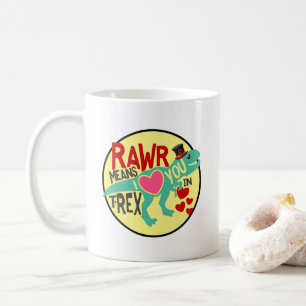 Taza De Café T-Rex en un Top Hat Rawr significa que te amo grac