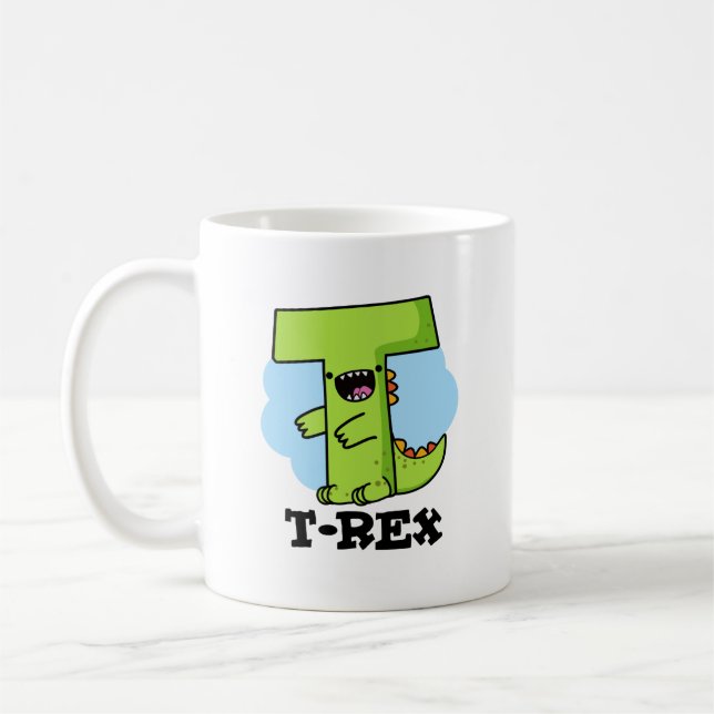 Taza De Café T-Rex Funny Alphabet Dinosaur Pun (Izquierda)