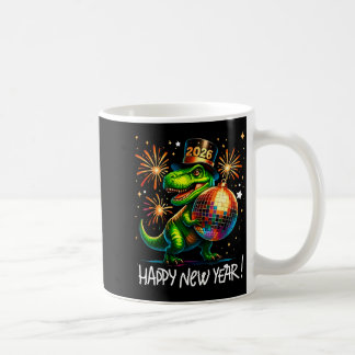 Taza De Café T Rex Happy New Year 2026 Disco Ball Fireworks Tee